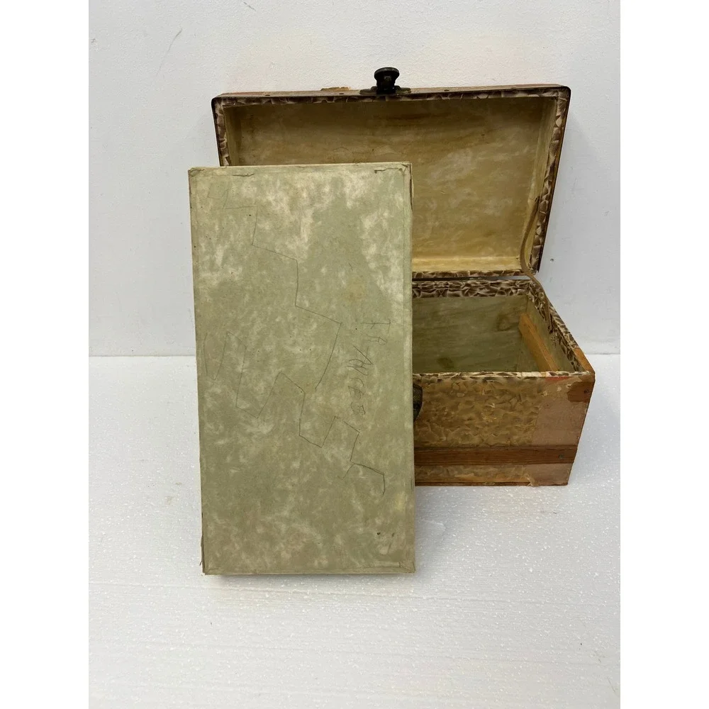 Wood Dollhouse Steamer Trunk Miniature Antique Storage Box Chest SALESMAN SAMPLE